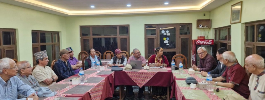 Rotary Club of Patan members gathered for a meeting during their Bandipur visit in April 2025