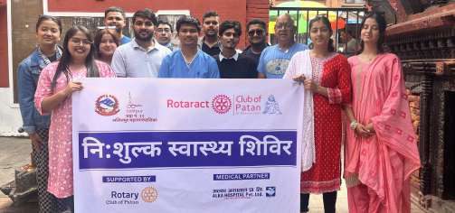 Rotaract Patan volunteers at the Teej health camp